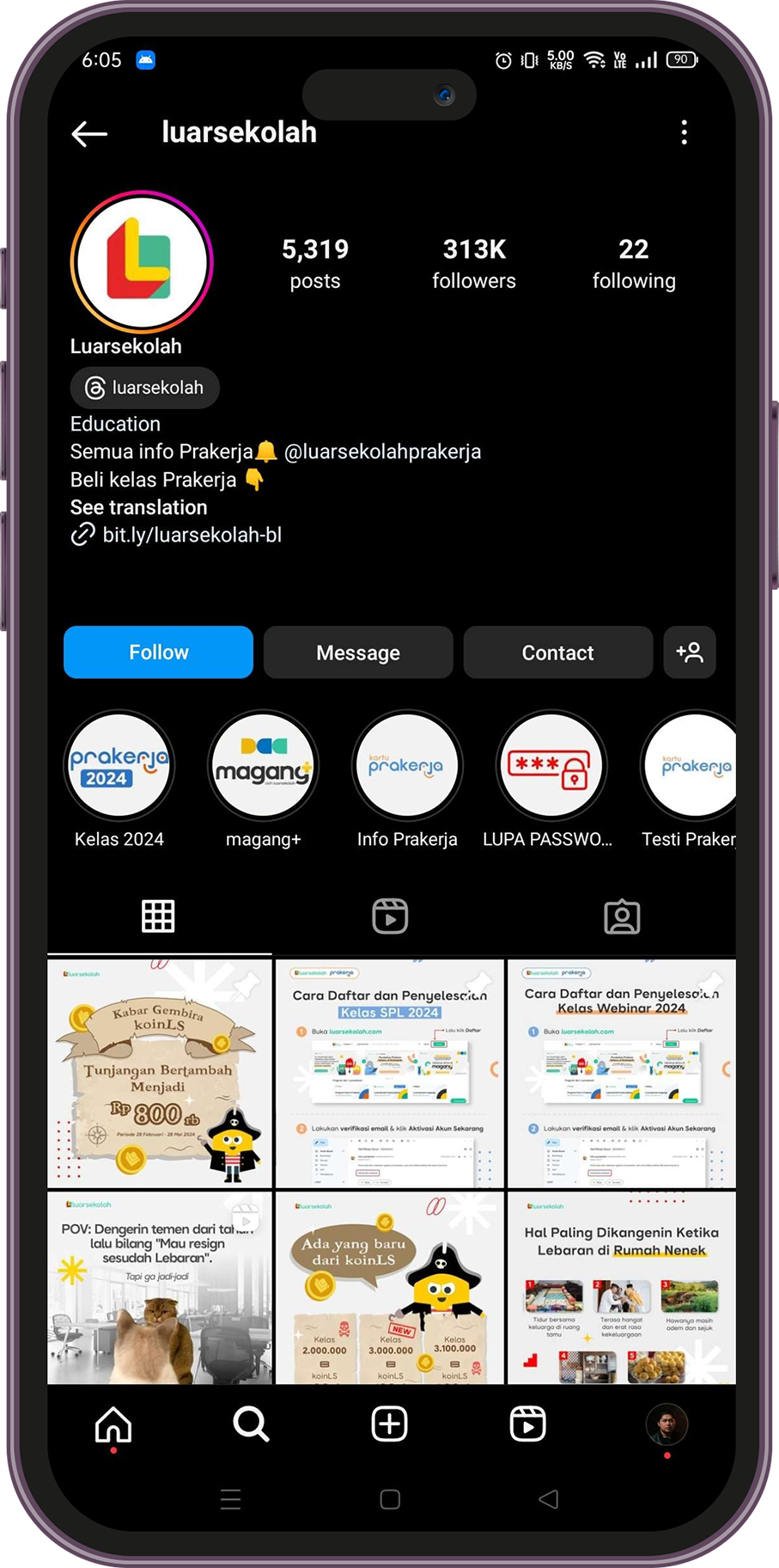 Luar Sekolah mobile profile